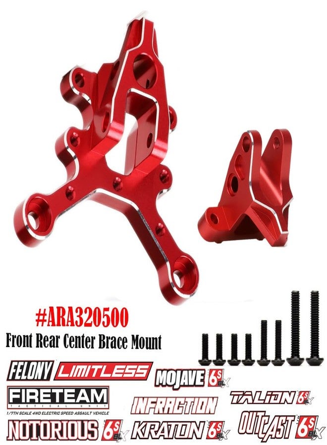 UURCSKY Aluminum Front Rear Center Brace Mount for 1/7 1/8 ARRMA 6S Felony Fireteam Infraction Limiteless Kraton Notorious Upgrades Parts #ARA320500(Red) - Image 2